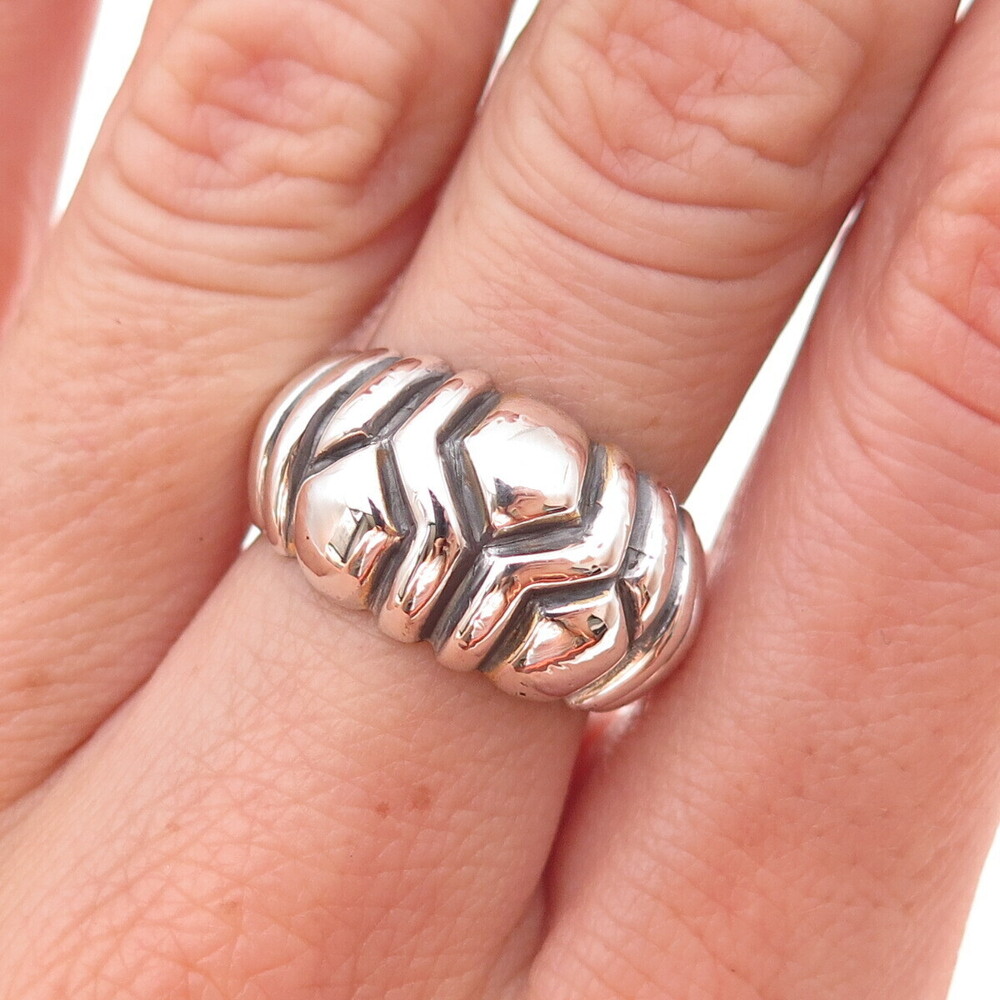 Bogart 925 Sterling Silver Vintage 1988 London Modernist Oxidized Ring Size 6.75